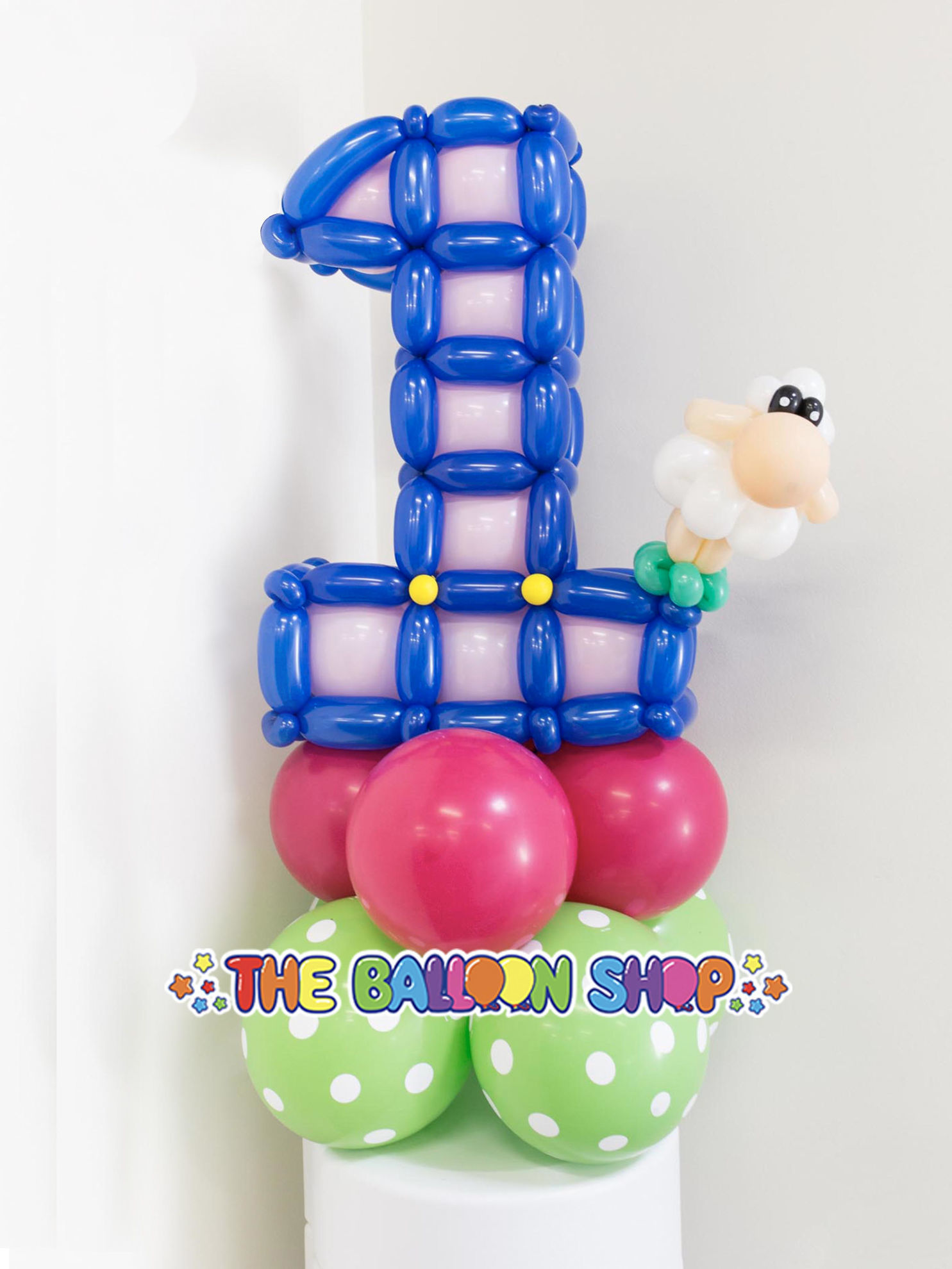 Picture of Number 1 with Sheep - Balloon Centerpiece