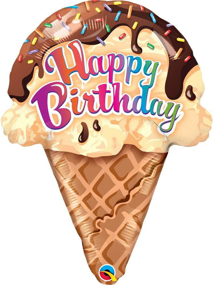 Picture of Balloon Bouquet -  Happy Birthday Ice Cream Cone (7pc)