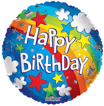 Picture of 18''Happy Birthday Rainbow Print Foil Balloon (helium-filled)