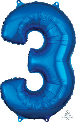 Picture of 26''Blue  Number 3 - Foil Balloon (helium-filled)