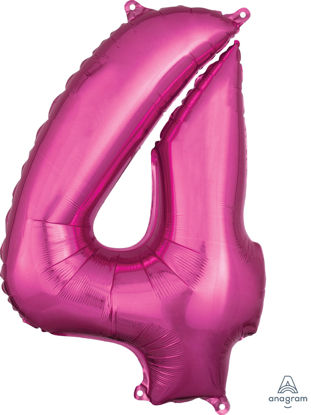 Picture of 26''Hot Pink Number 4 - Foil Balloon (helium-filled)