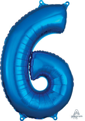 Picture of 26''Blue  Number 6 - Foil Balloon (helium-filled)