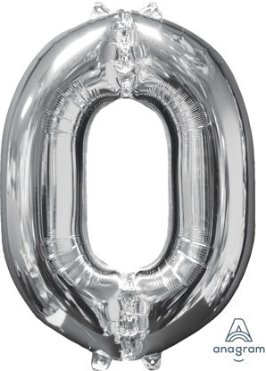 Picture of 26'' Silver Number 0 - Foil Balloon (helium-filled)