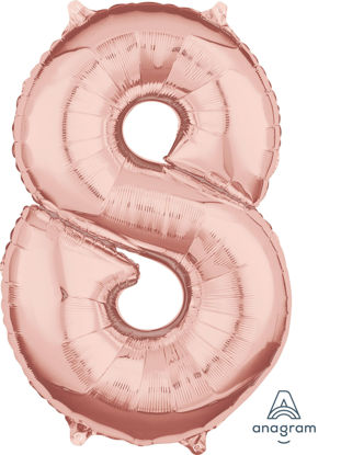 Picture of 26'' Rose Gold Number 8 - Foil Balloon (helium-filled)