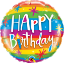 Picture of 18'' Birthday Rainbow Stripes Balloon (helium-filled)