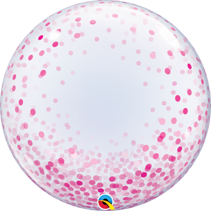 Picture of 24" Deco Bubble - Pink Confetti Dots  (helium-filled)