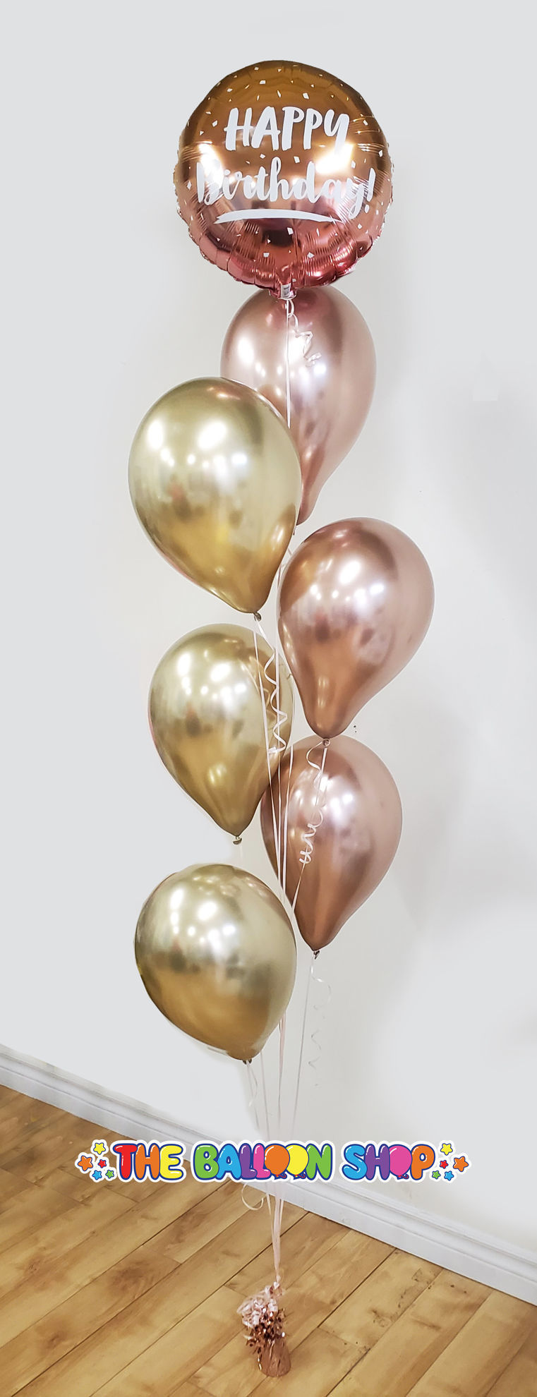 Picture of 18" Birthday Gold & Rose Gold Ombre (helium-filled)