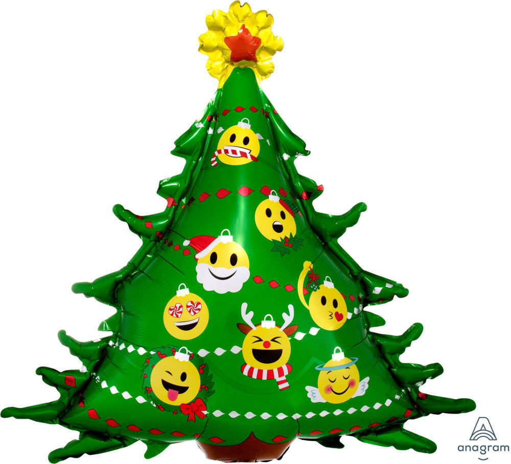 Picture of 34"  Emoticon Christmas Tree Foil Balloon (helium-filled)