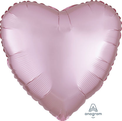 Picture of 18" Satin Luxe Pastel Pink Heart Foil Balloon (helium-filled)