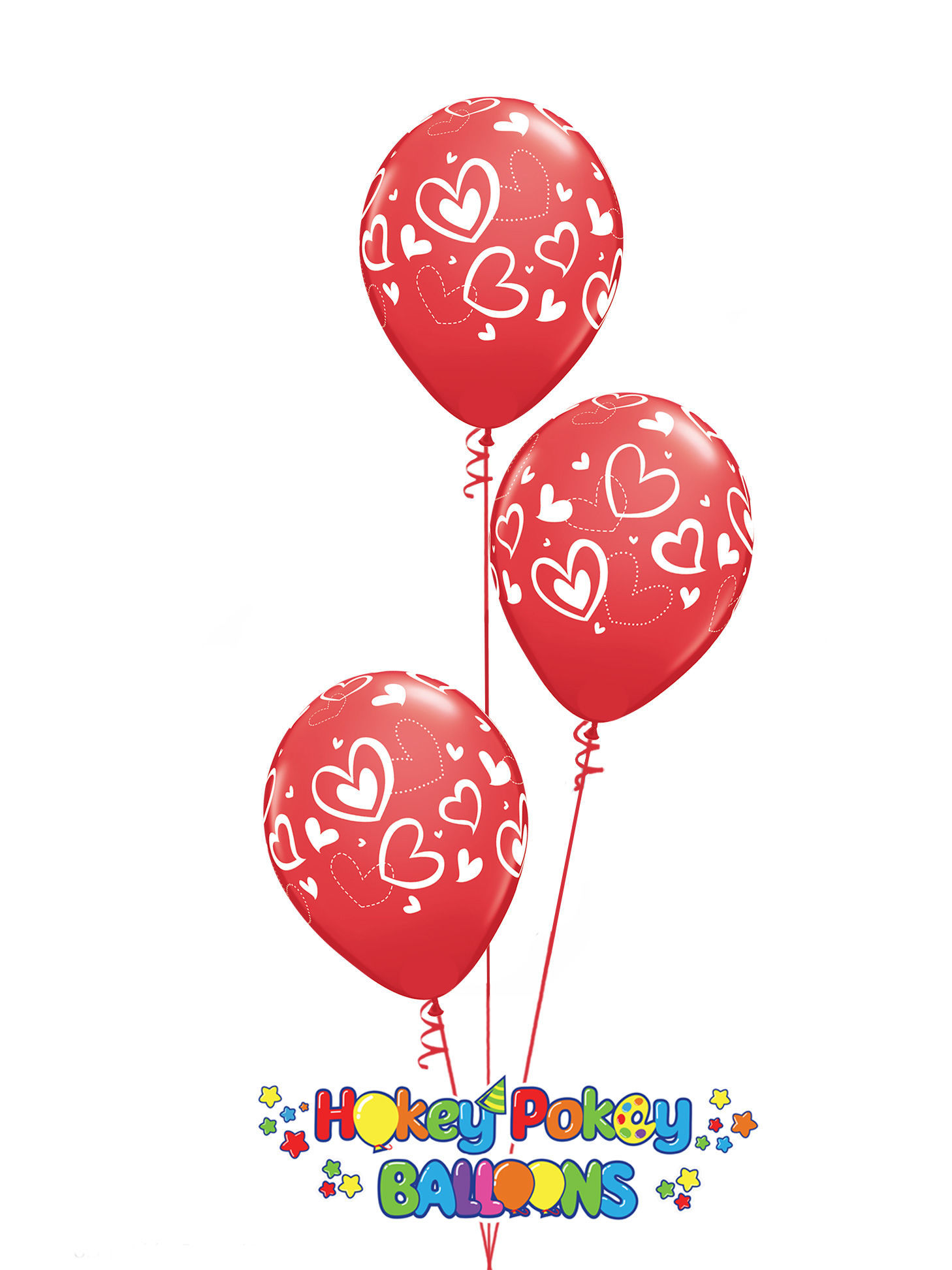Picture of 11'' Mix & Match Red Hearts  -  Latex Balloon Bouquet (up to 25 balloons)