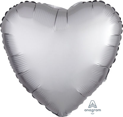 Picture of 18" Satin Luxe Platinum Heart Foil Balloon (helium-filled)