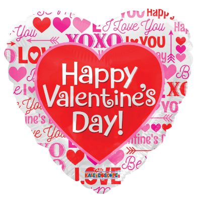Picture of 18" Happy Valentine's Day. Love Messages - Foil Balloon  (helium-filled)