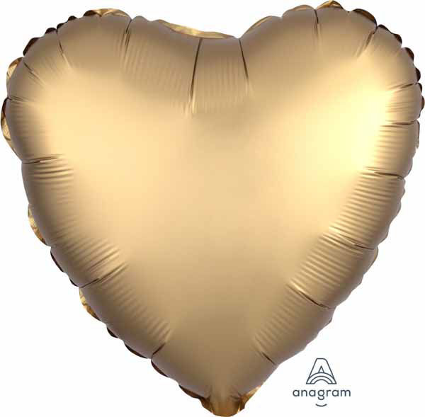 Picture of 18" Satin Luxe Gold Heart Foil Balloon (helium-filled)