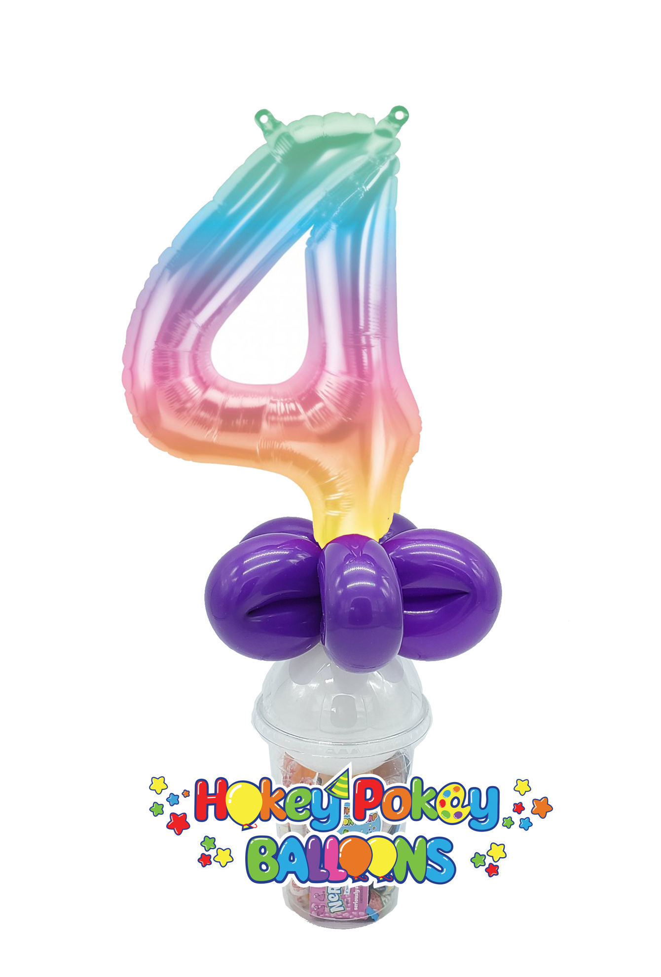 Picture of Custom Rainbow Number - Balloon Candy Cup