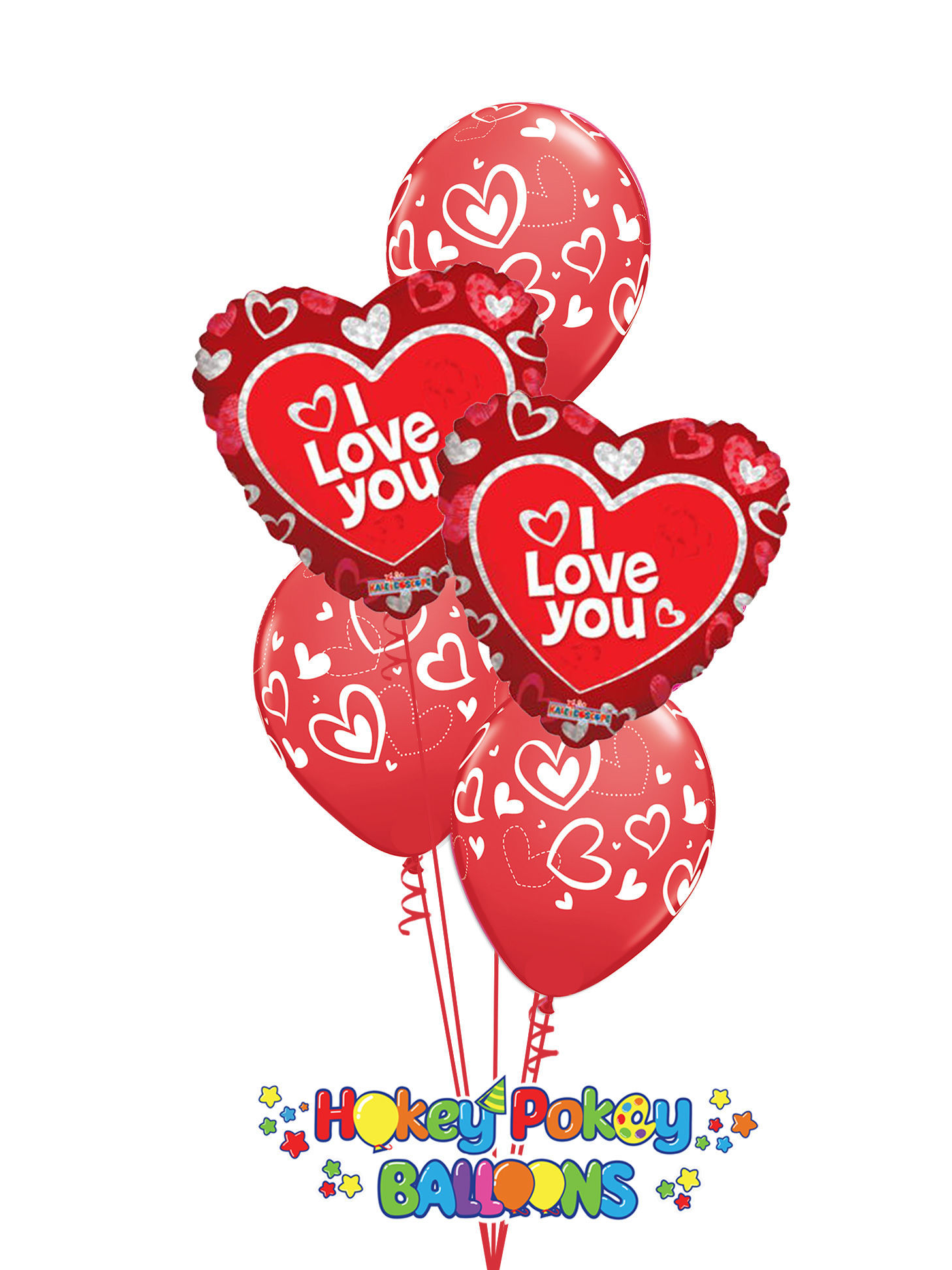 Picture of Mix & Match Red Hearts Mother's Day Balloon Bouquet of 5