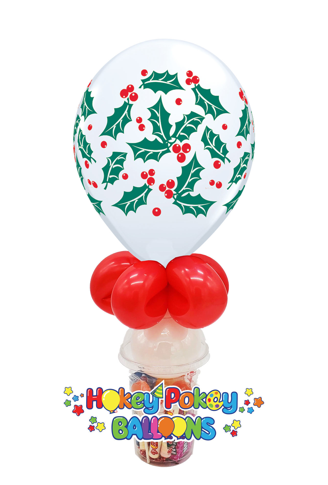 Picture of 11" Holly & Berries Balloon Candy Cup