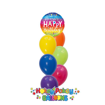 Picture of Hip Hip Hooray Birthday Balloon Bouquet of 7