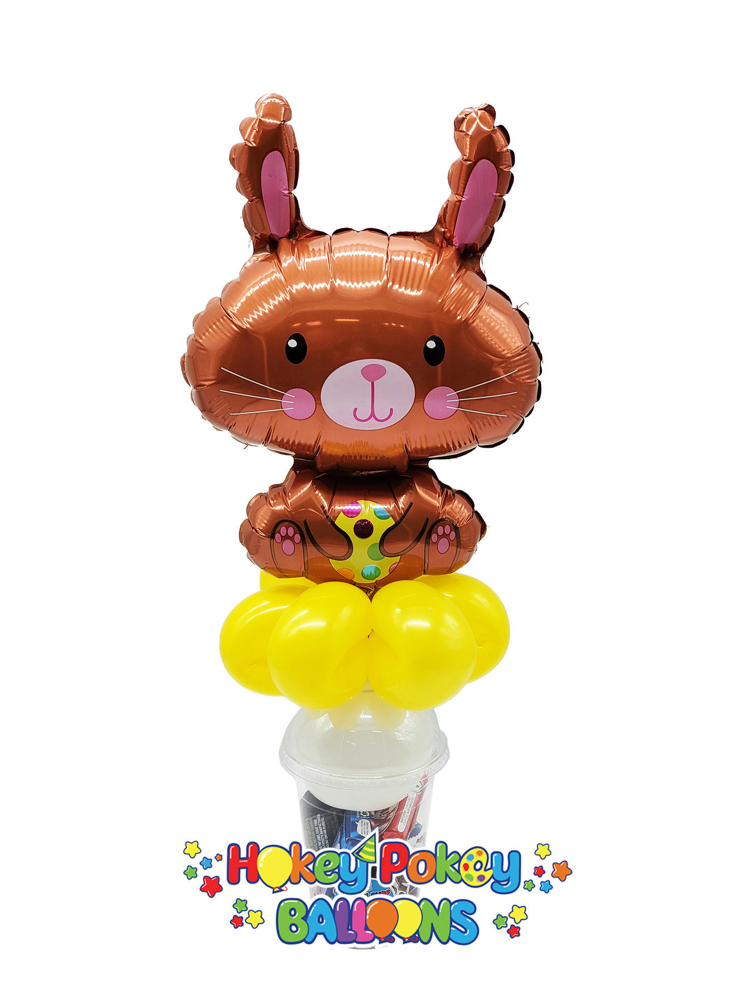 Picture of Easter Bunny with Yellow Egg - Balloon Candy Cup