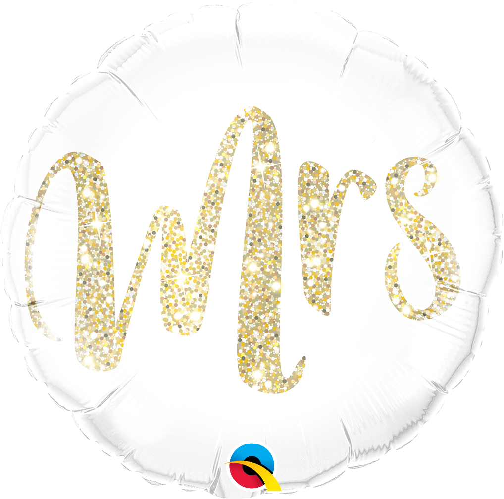 Picture of 18" Mrs. Glitter Gold Foil Balloon  (helium-filled)