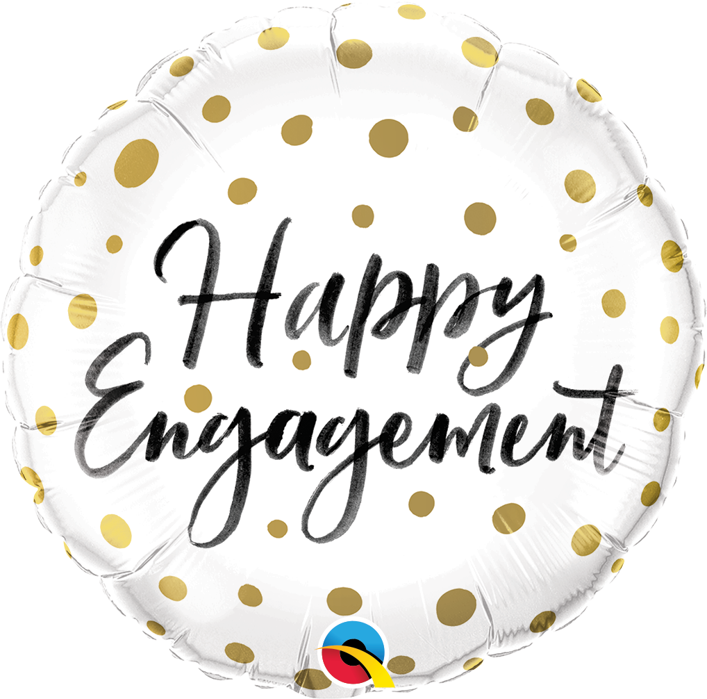Picture of 18" Happy Engagement Gold Dots Foil Balloon (helium-filled)