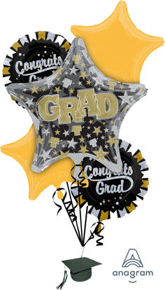 Picture of Grad Sparkle - Graduation Foil Balloon Bouquet (5 pc)