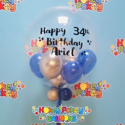 Picture of 24'' Personalized Bubble Balloon with small balloons (helum inflated)