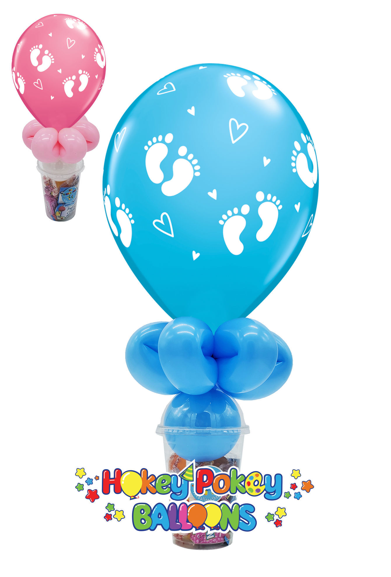 Picture of 11'' Baby Footprints and Hearts -  Balloon Candy Cup