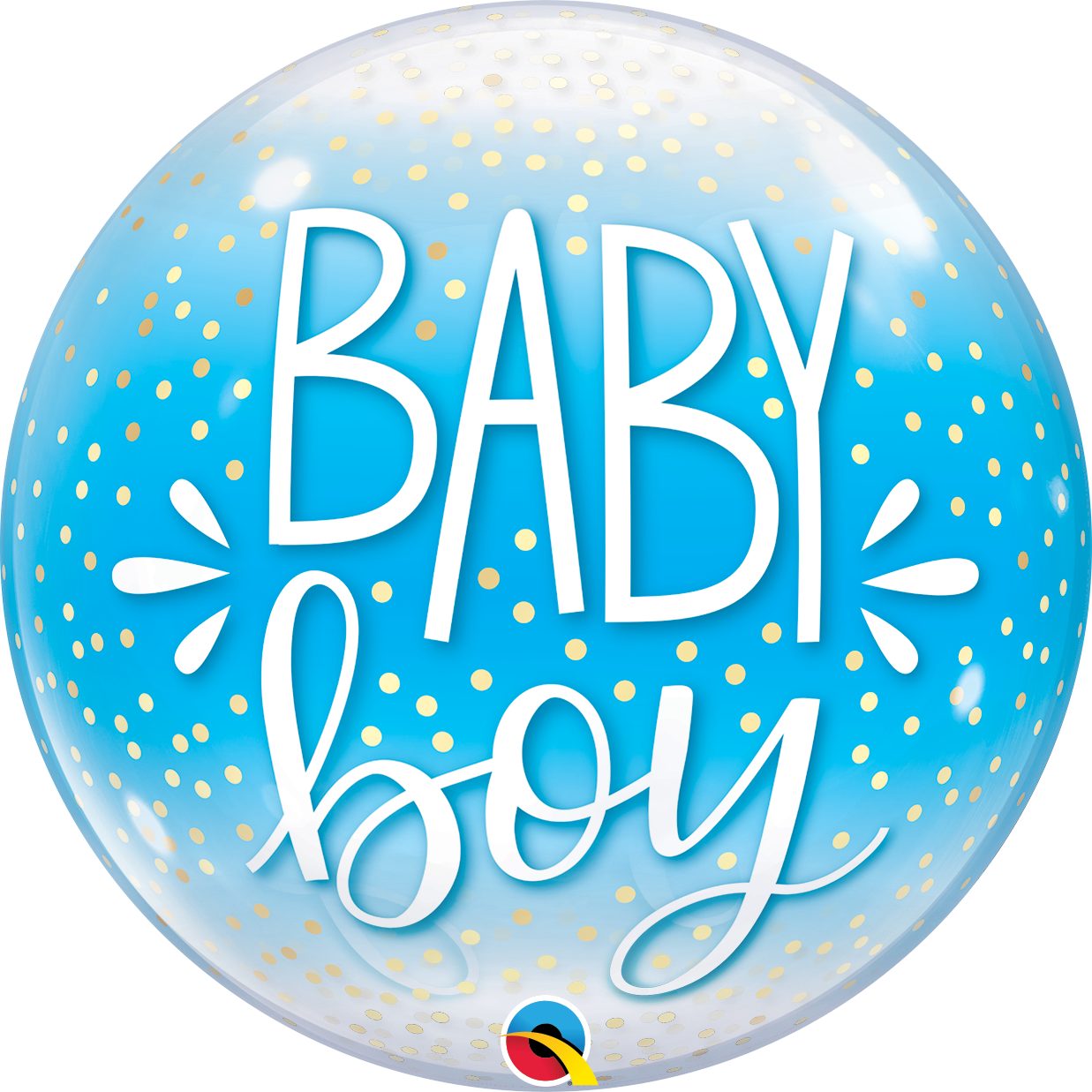Picture of 22″ Baby Boy Blue & Confetti Dots Deco Bubble  (helium-filled)