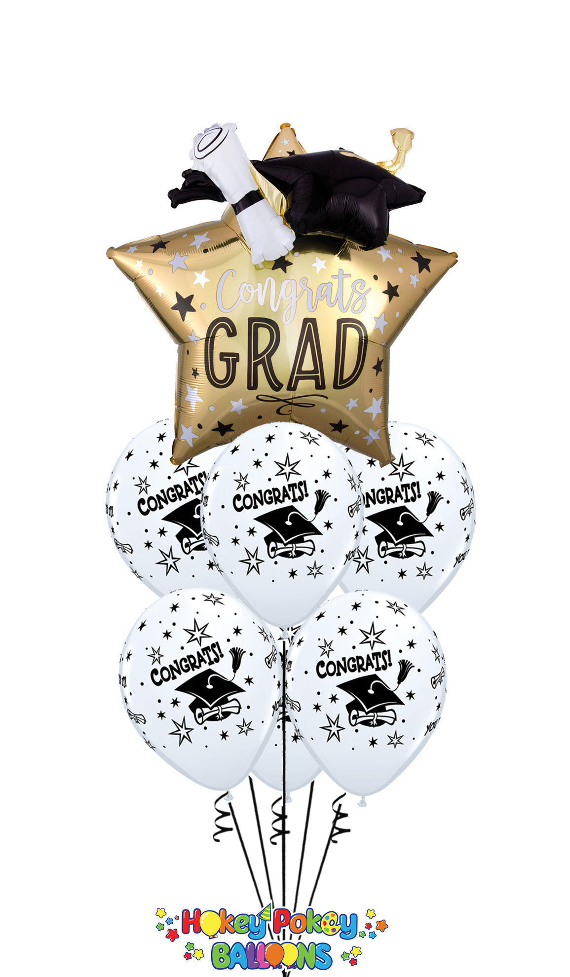 Picture of Graduation with Gold - Balloon Bouquet (7 pc)