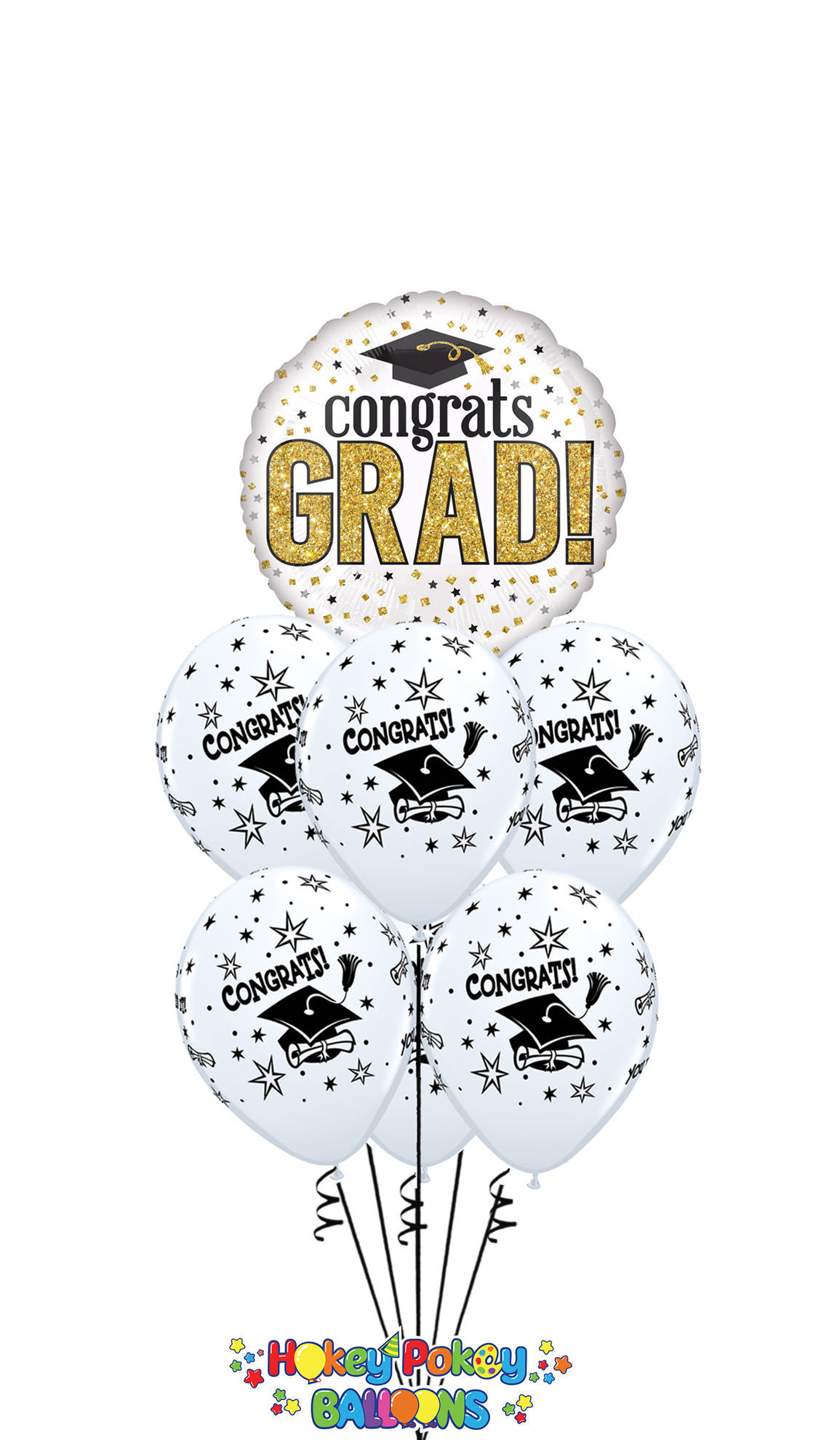 Picture of Graduation with Gold - Balloon Bouquet (7 pc)