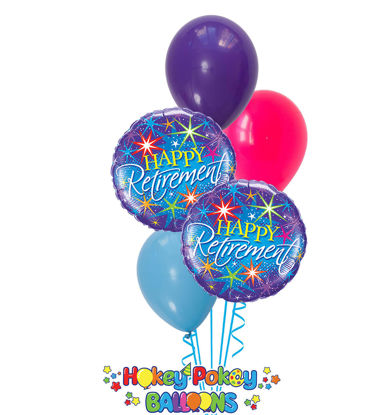 Picture of Colorful Burst of Happy Retirement - Balloon Bouquet (5 pc)
