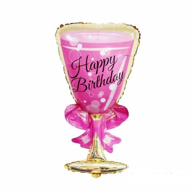 Picture of 37'' Pink Happy Birthday Wine Goblet  Foil Balloon (helium-filled)