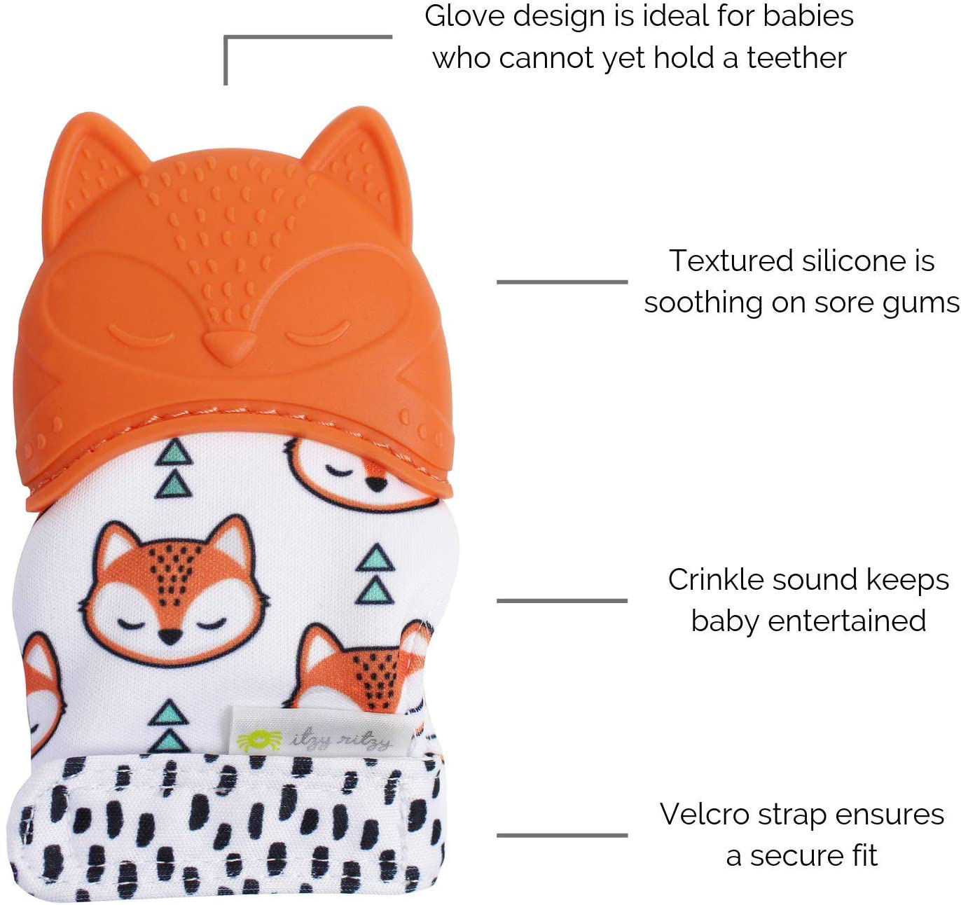 Picture of Itzy Ritzy Silicone Infant Teething Mitten - Fox