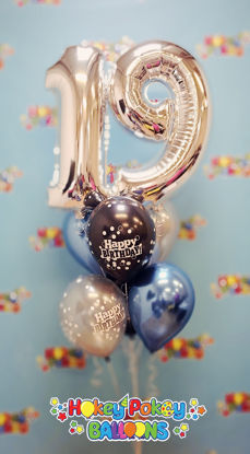 Picture of 11'' Birthday Confetti Balloon Bouquet  with 2 foil Numbers