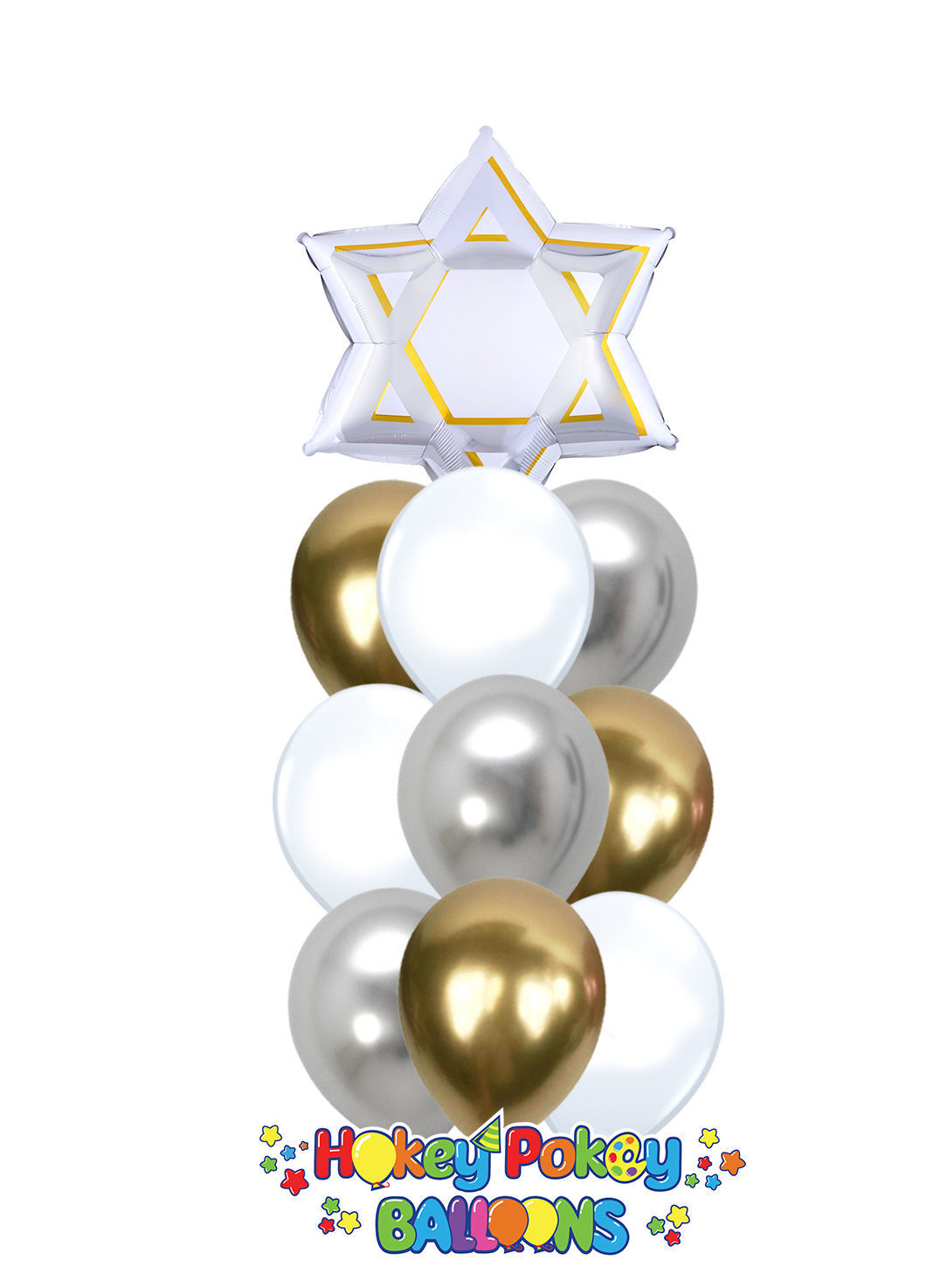 Picture of Star of David Balloon Bouquet of 10