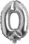 Picture of 16" Silver Foil Balloon -  Number 0  (air-filled)