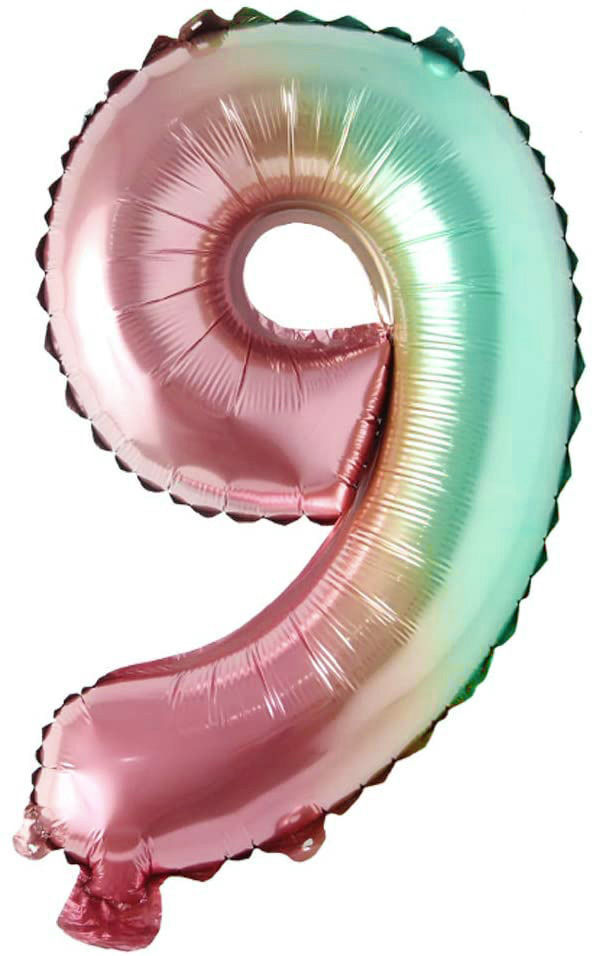 Picture of 16" Foil Balloon -  Rainbow Number 9 (air-filled)