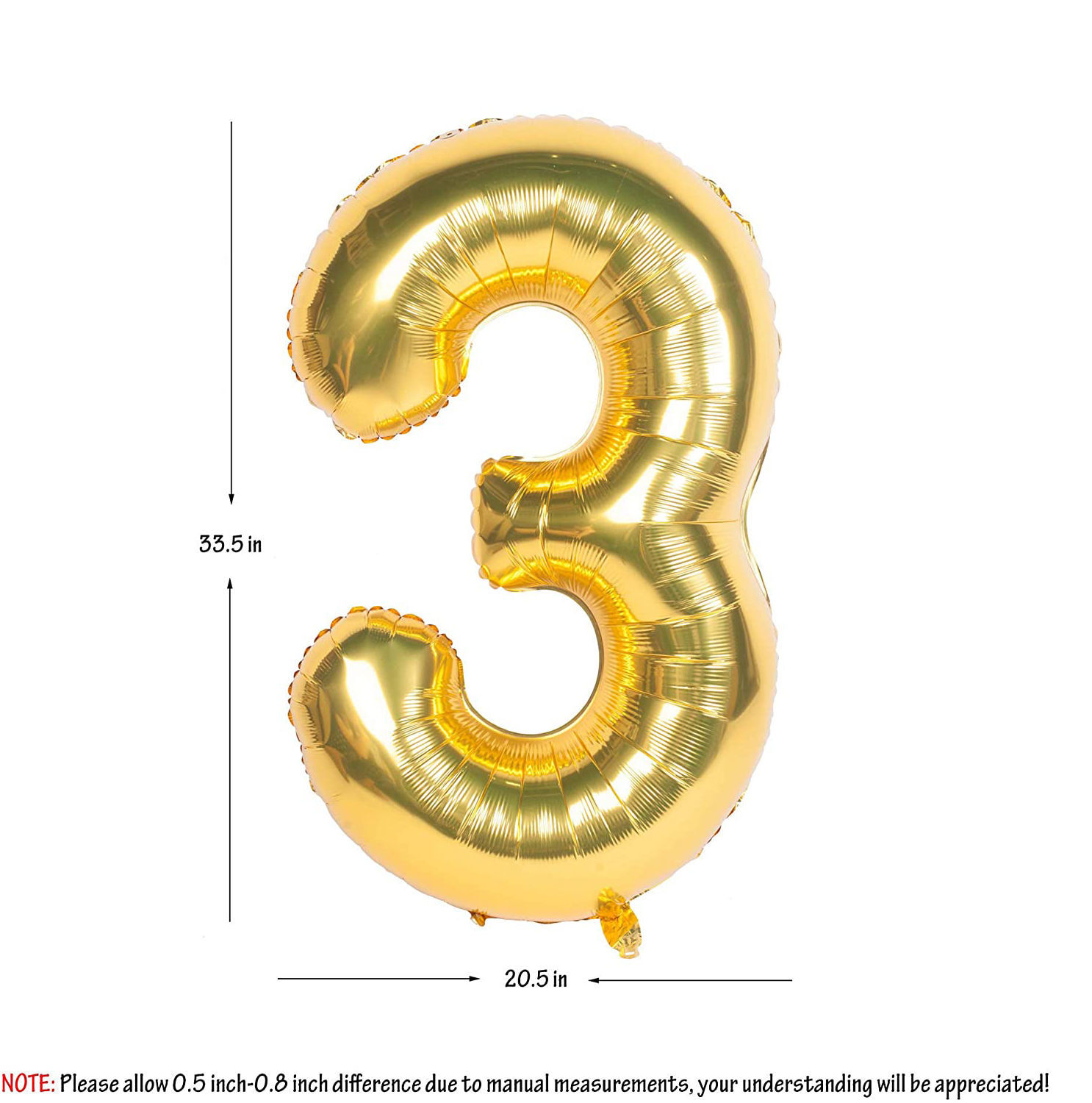 Picture of 34'' Foil Balloon Number 3 - Gold (helium-filled)