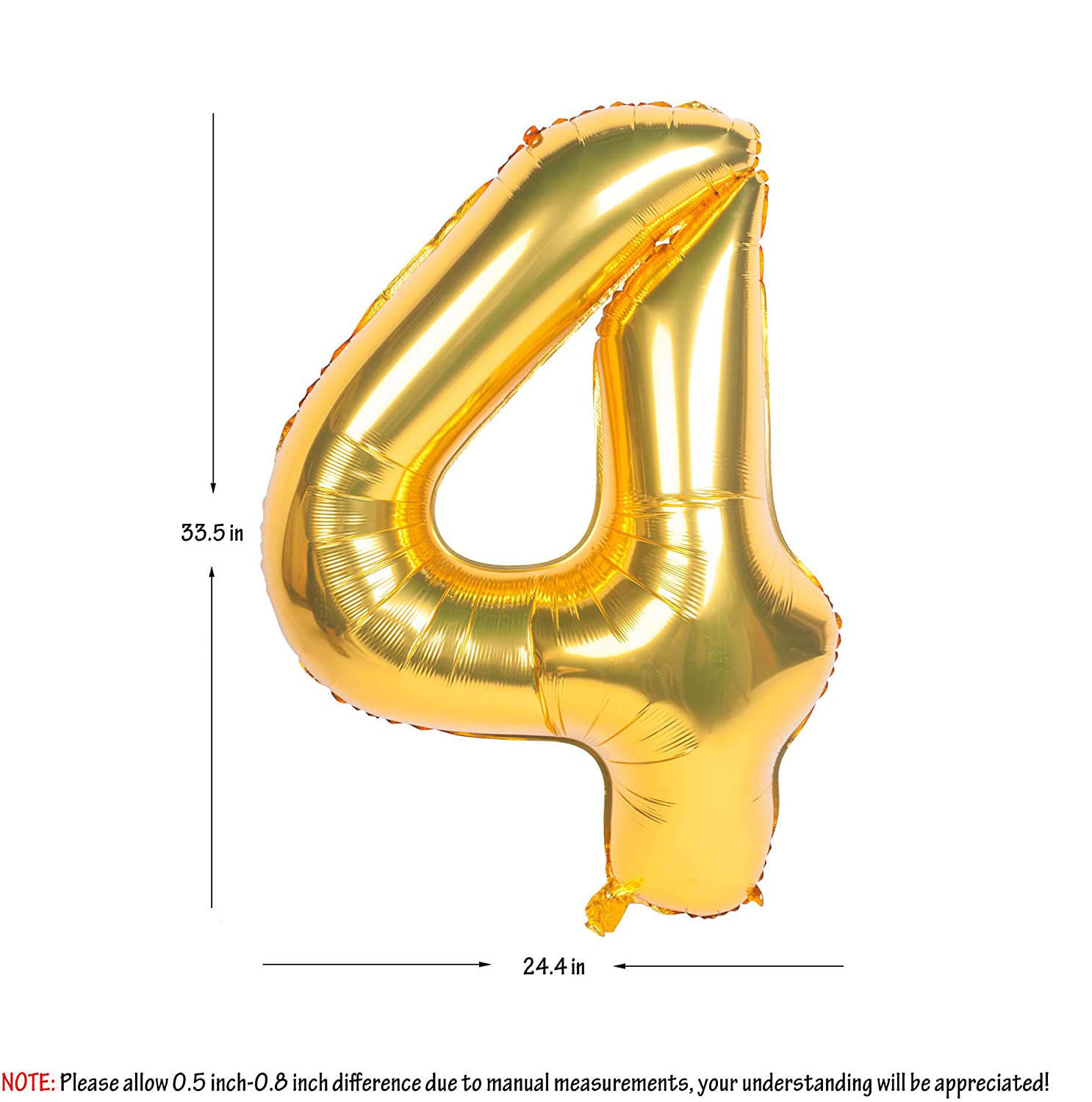 Picture of 34'' Foil Balloon Number 4 - Gold (helium-filled)