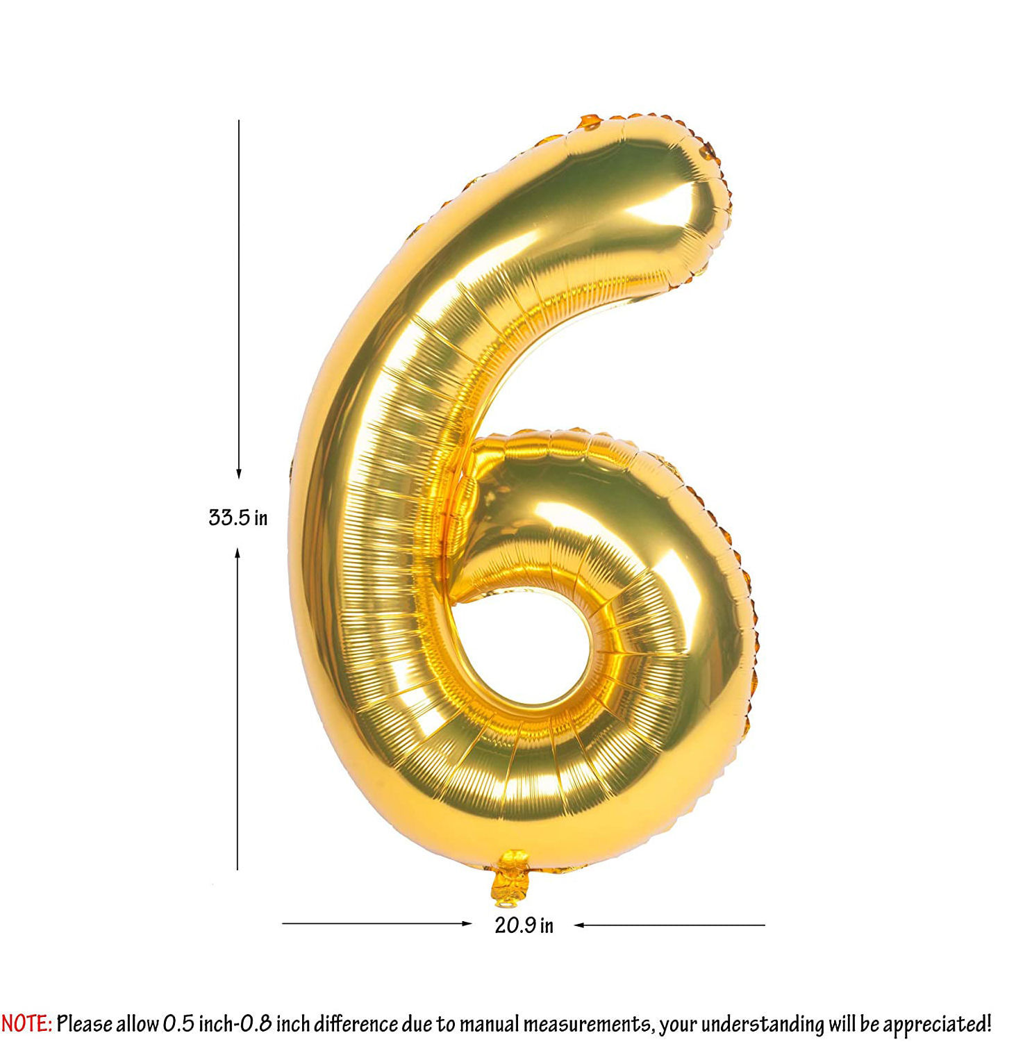 Picture of 34'' Foil Balloon Number 6 - Gold (helium-filled)