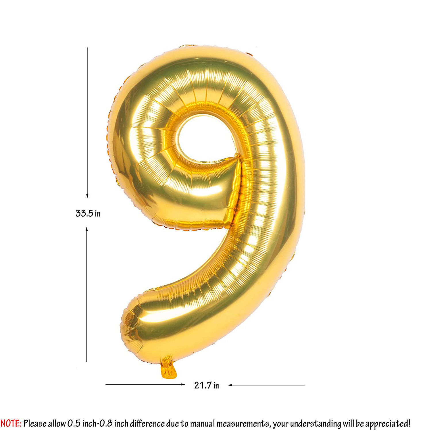 Picture of 34'' Foil Balloon Number 9 - Gold (helium-filled)