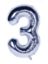 Picture of 34'' Foil Balloon Number 3 - Silver (helium-filled)