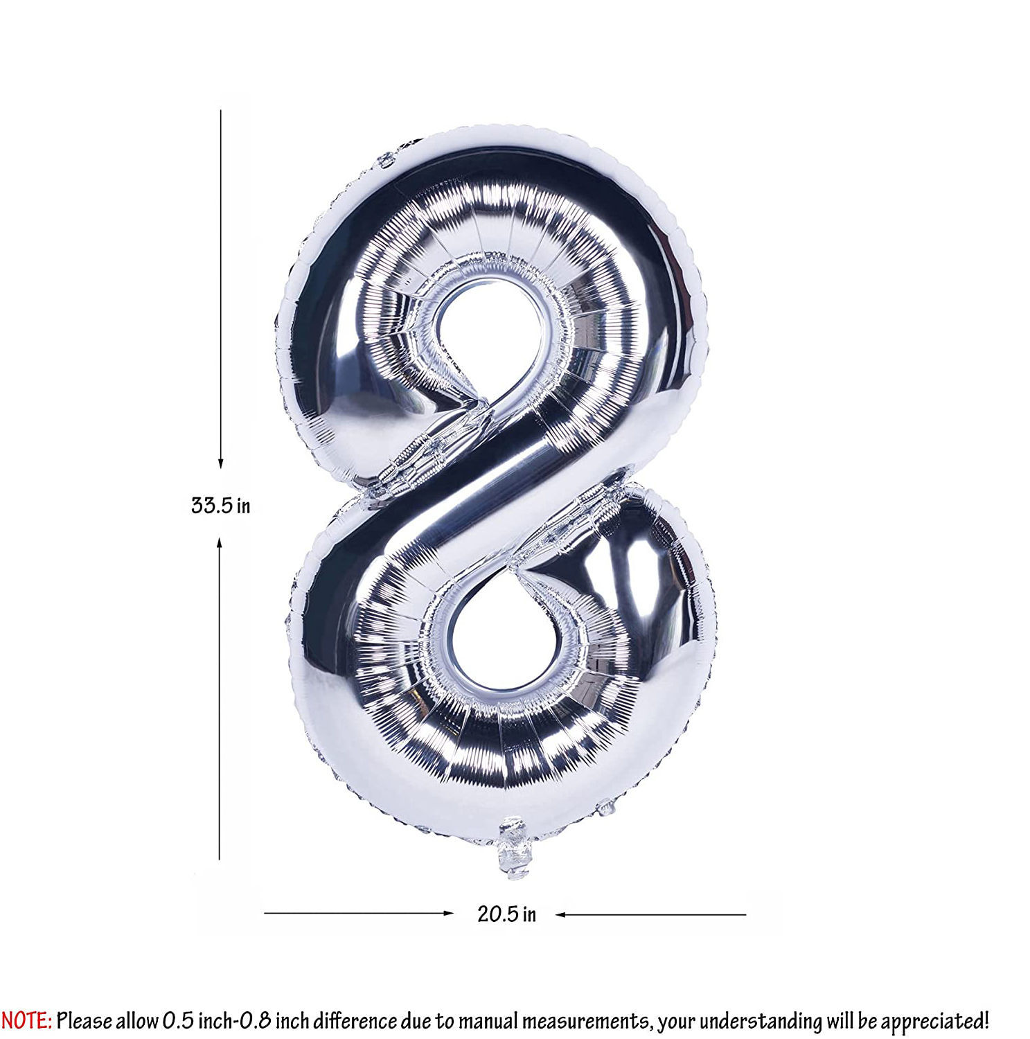 Picture of 34'' Foil Balloon Number 8 - Silver (helium-filled)