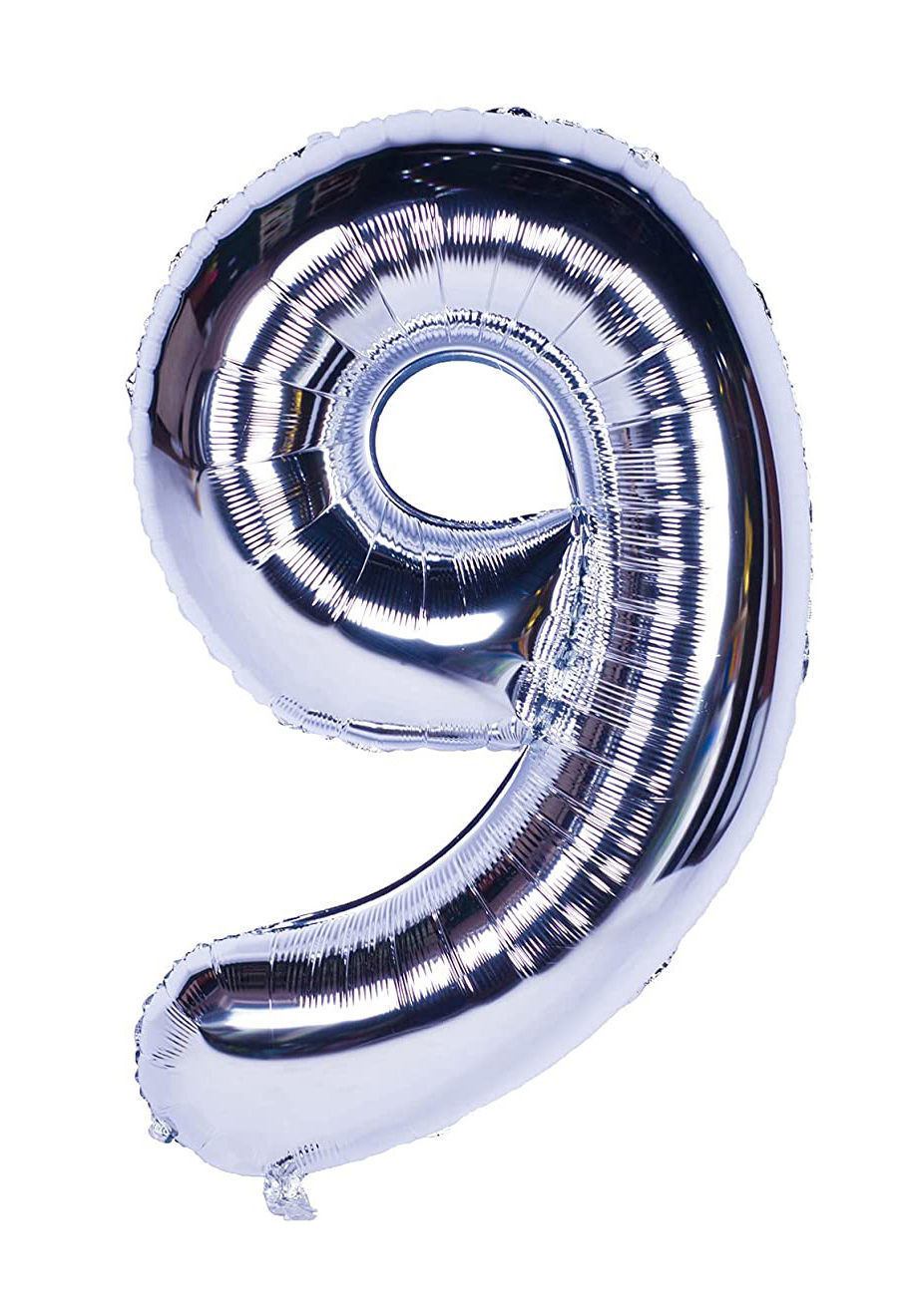 Picture of 34'' Foil Balloon Number 9 - Silver (helium-filled)
