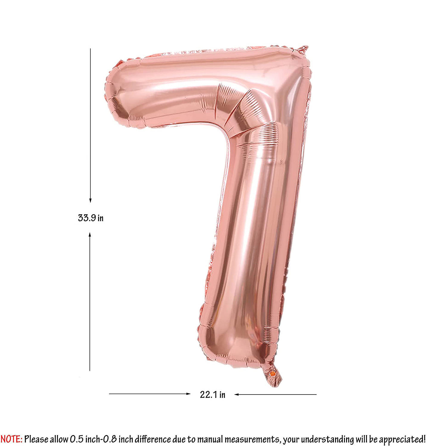 Picture of 34'' Foil Balloon Number 7 - Rose Gold (helium-filled)