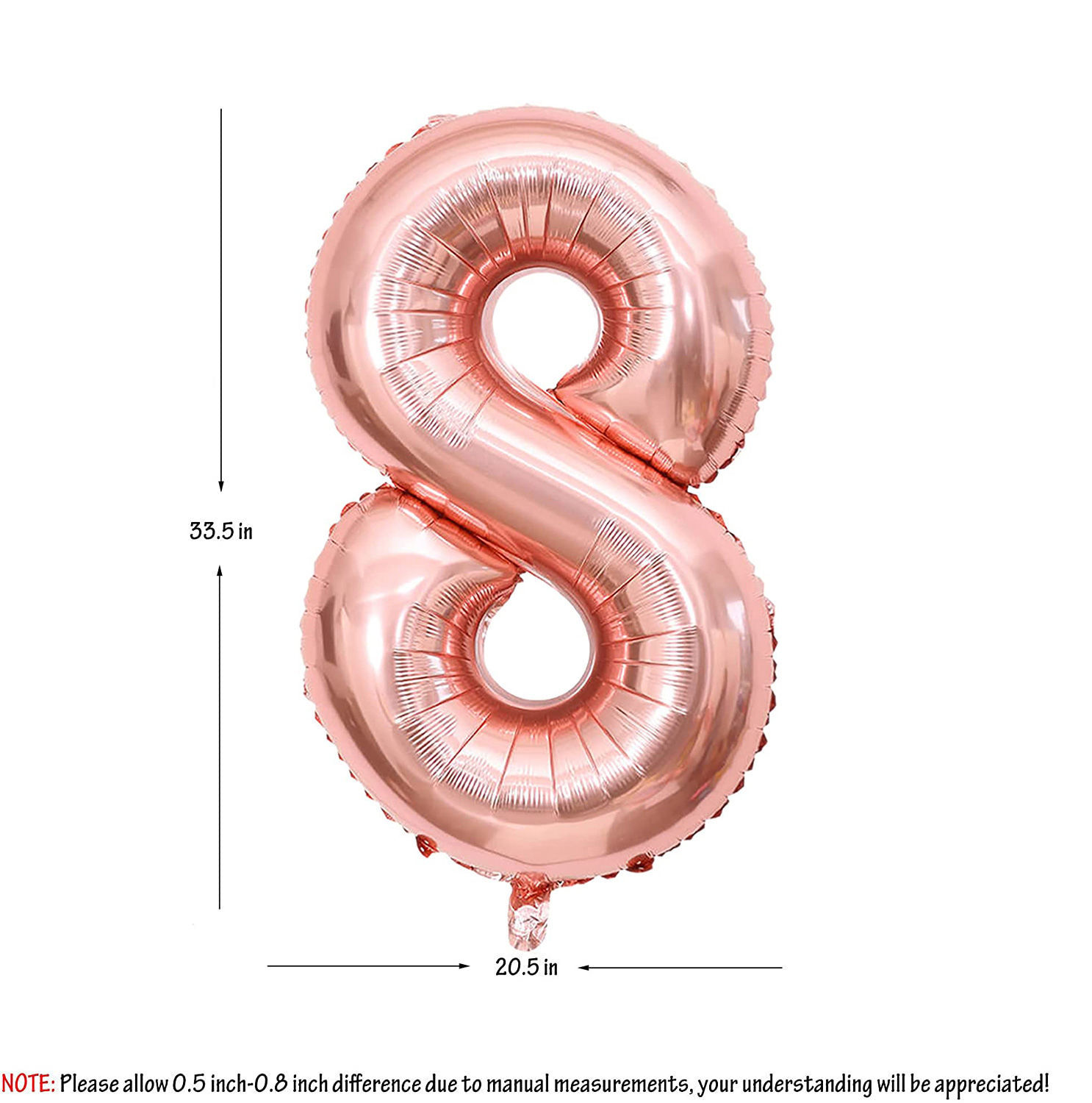 Picture of 34'' Foil Balloon Number 8 - Rose Gold (helium-filled)