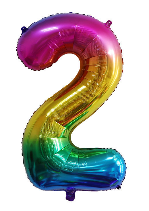 Picture of 34'' Foil Balloon Number 2 - Bright Rainbow (helium-filled)