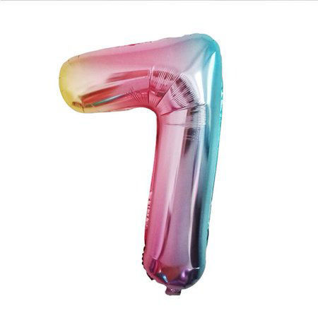 Picture of 34'' Foil Balloon Number 7 - Pastel Rainbow (helium-filled)