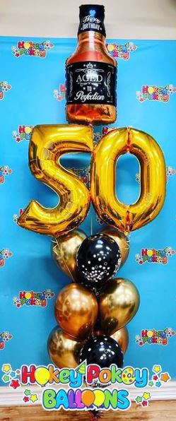 Picture of Aged to Perfection - Birthday Balloon Bouquet with numbers and 12 latex balloons