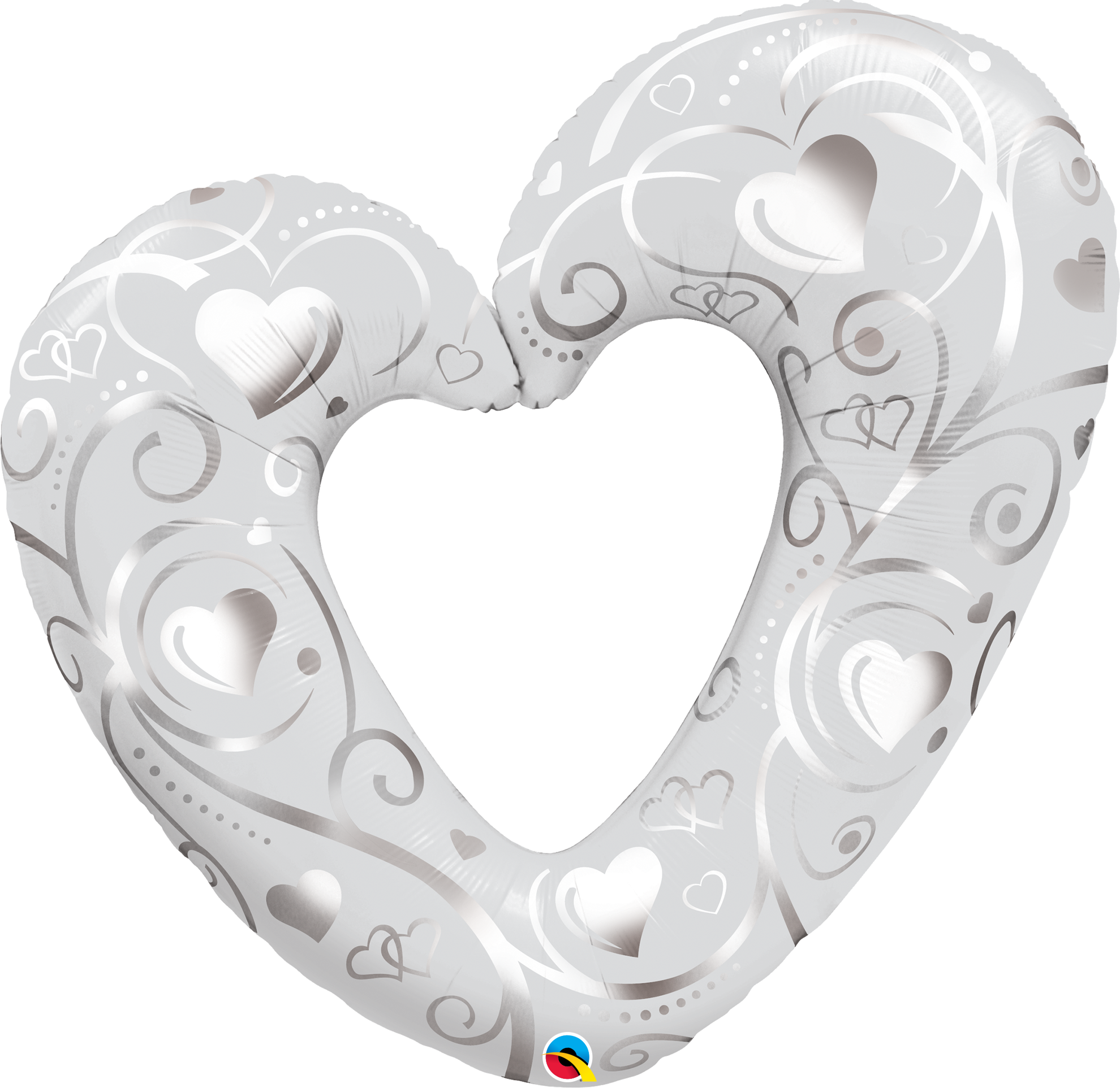 Picture of 42" Hearts & Filigree Pearl White  - Foil Balloon  (helium-filled)